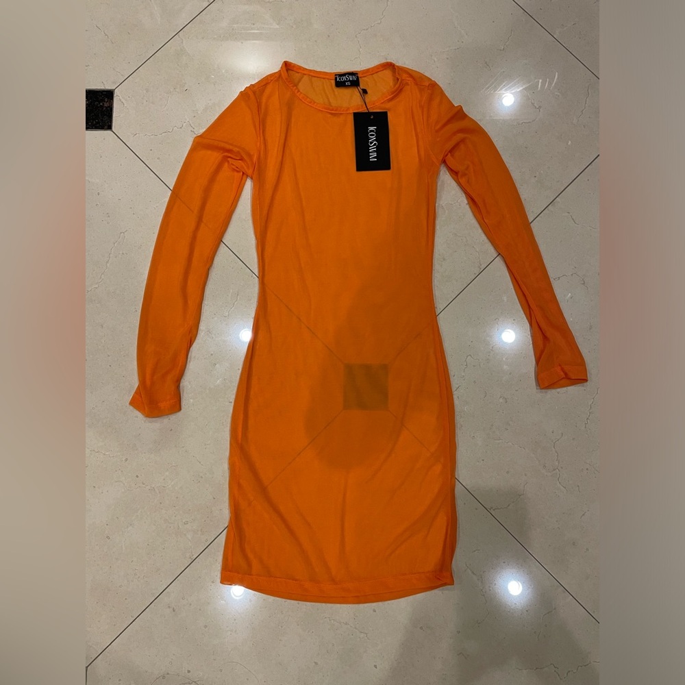 ICON SWIM | Orange Mesh Dress